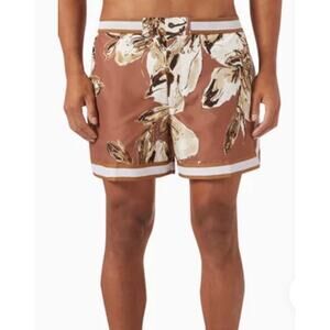 CHÉ Hopper Floral Swim Shorts in Recycled Nylon Men's L New